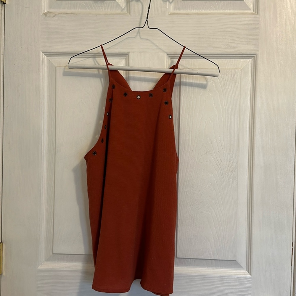 High neck dusty red tank
